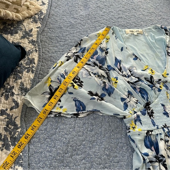 Diane Von Furstenberg Nala Dress Blue & Yellow Floral Babydoll Short Sleeve Sz M - Picture 12 of 13